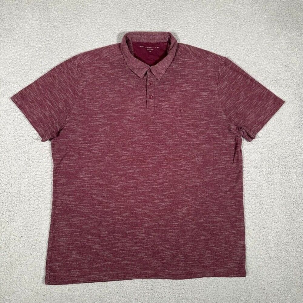 John Varvatos Shirt Mens XL Heather Burgundy Polo Casual Preppy Logo Cotton
